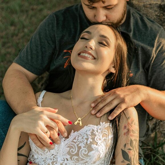 Gold Bubble Letter Necklace for Women Initial Trendy Pendant Necklaces Jewelry,1 - Picture 3 of 8